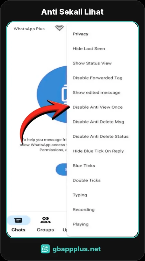 Fitur anti sekali lihat GB WhatsApp